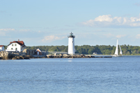 New Castle, NH - Portsmouth Harbor Lighthouse with Sailboat